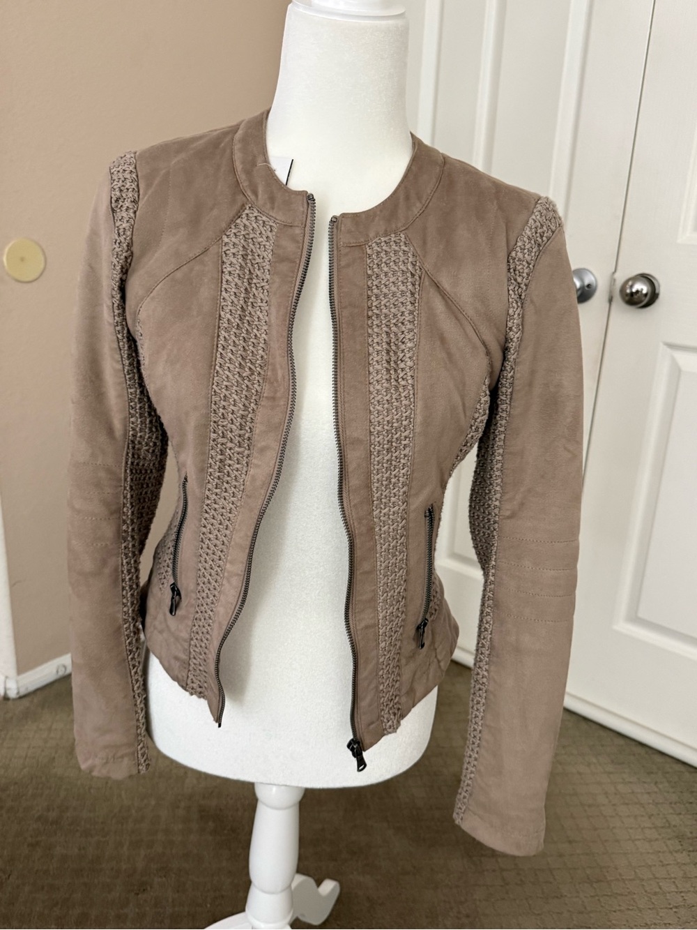 BNCI By Blanc Noir Women's Tan Faux Leather Motorcycle Jacket